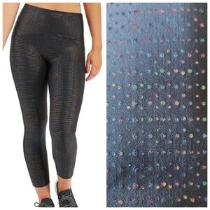 Spanx Sculpt Metallic Dot Print Active 7/8 Leggings 50208R Black/Multi Medium